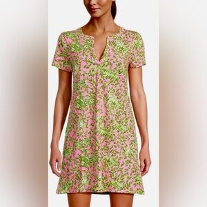 Lilly Pulitzer Dev Cotton Jersey Notch Collar Short Sleeve T-Shirt Dress Size M